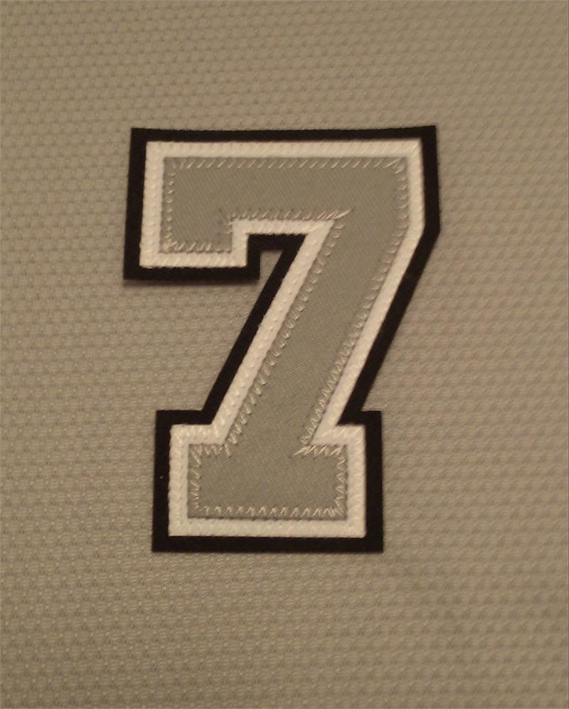 Jersey Number 3 White on Dark Grey 8.75 Numbers Tackle Twill 
