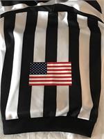 Referee Store | United Attire Black & White Basketball Referee Shirt with USA Flag Black & White Large